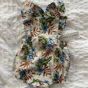 NWT Janie and Jack Bubble Romper - Baby Girl, Floral / Tropical / Hawaiian Print